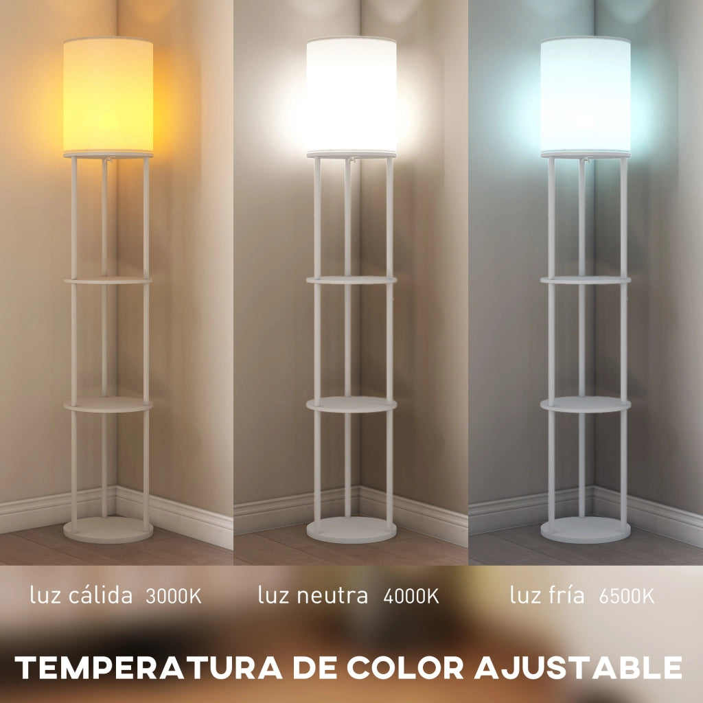 Lampada da terra con ripiani ¨C Minimal ¨C 3 temperature colore telecomando bianco
