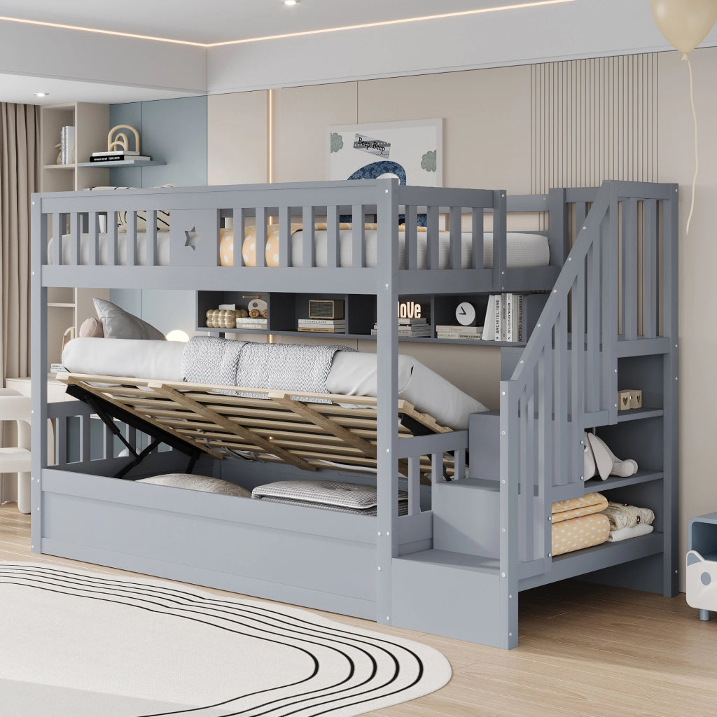 Letto a castello funzione contenitore legno grigio 90x200 cm