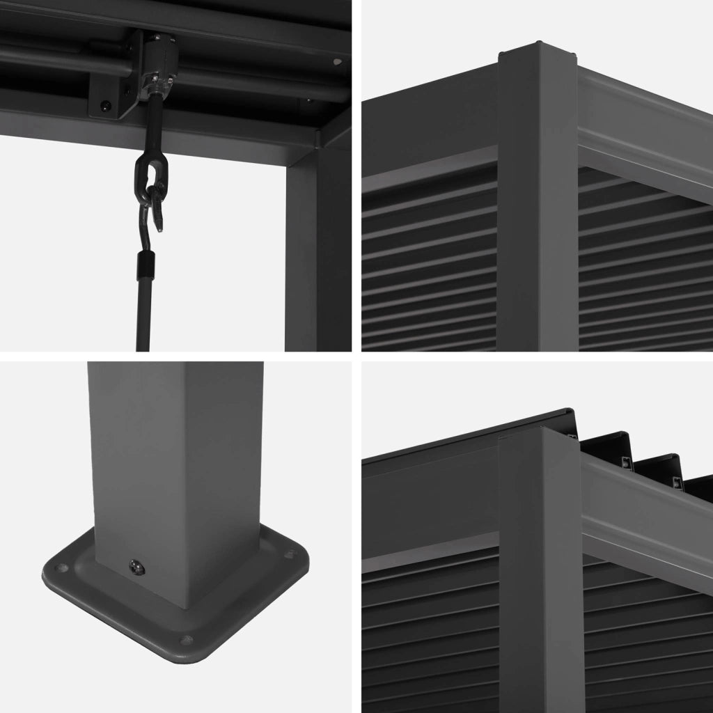 Pergola bioclimatica 3x3m in alluminio e acciaio con lamelle
