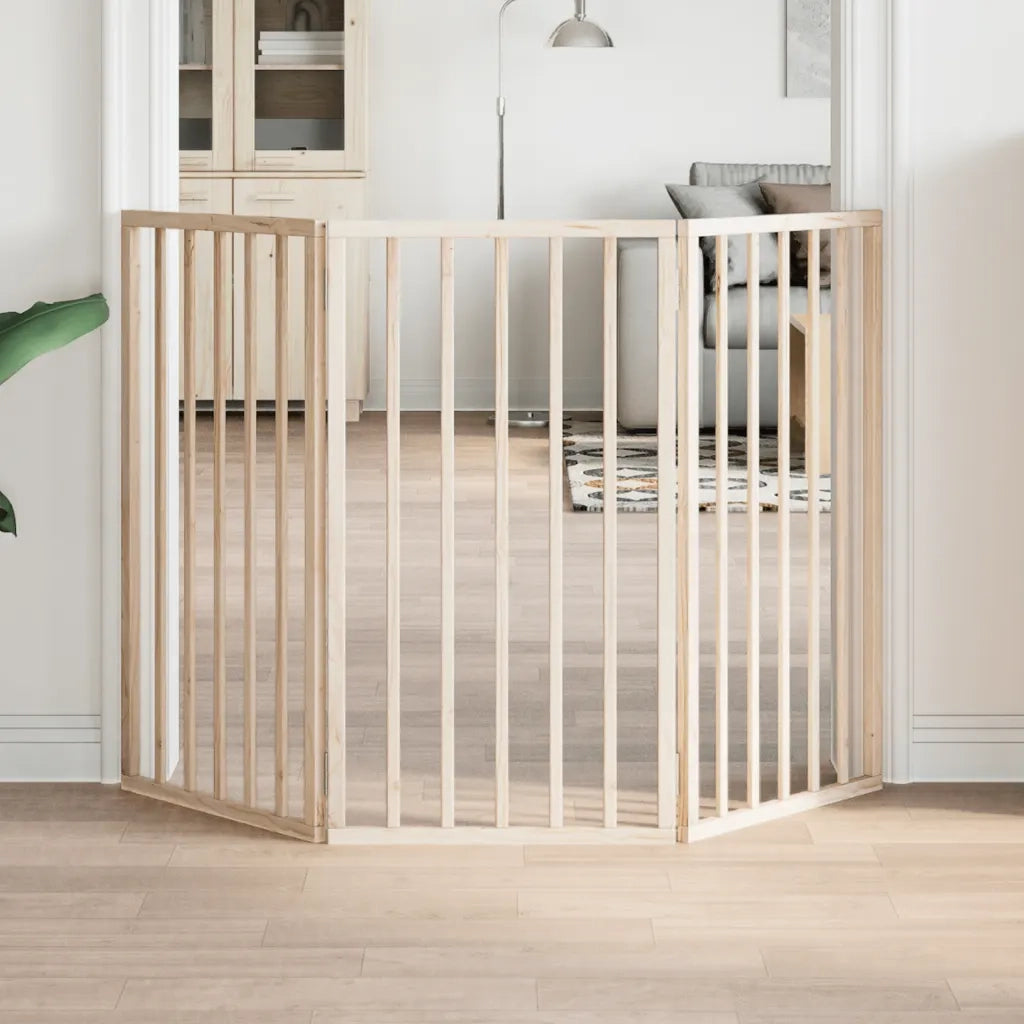 Cancelletto per cani pieghevole a 3 pannelli 150 cm in legno di pioppo 352174