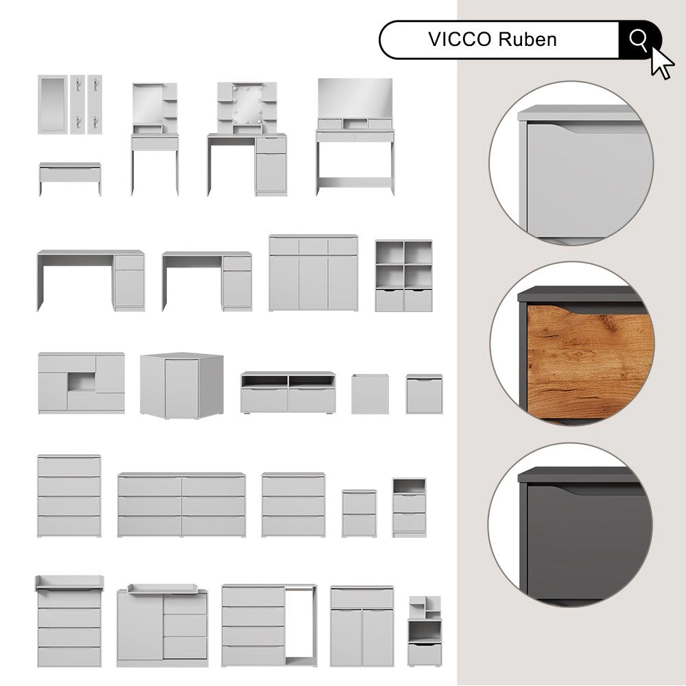 Vicco Cassettiera per camera da letto Bianco 48 x 101.6 cm