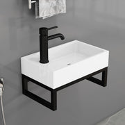 Lavabo sospeso compatto con telaio in metallo e troppo pieno premontato per bagno e WC ospiti 40 × 21 × 25 cm