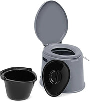 Toilette Portatile WC Chimico, WC da Viaggio Leggero con Secchio Interno Rimovibile,Water Portatile per Adulti e Anziani con Portarotolo, Supporto Carico 200 kg, 41 x 49 x 34 cm (Grigio)