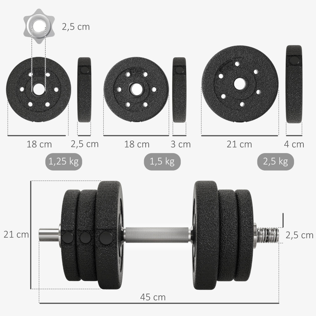 Set di manubri regolabili 25 kg ¨C zephmum ¨C nero acciaio polyuretano