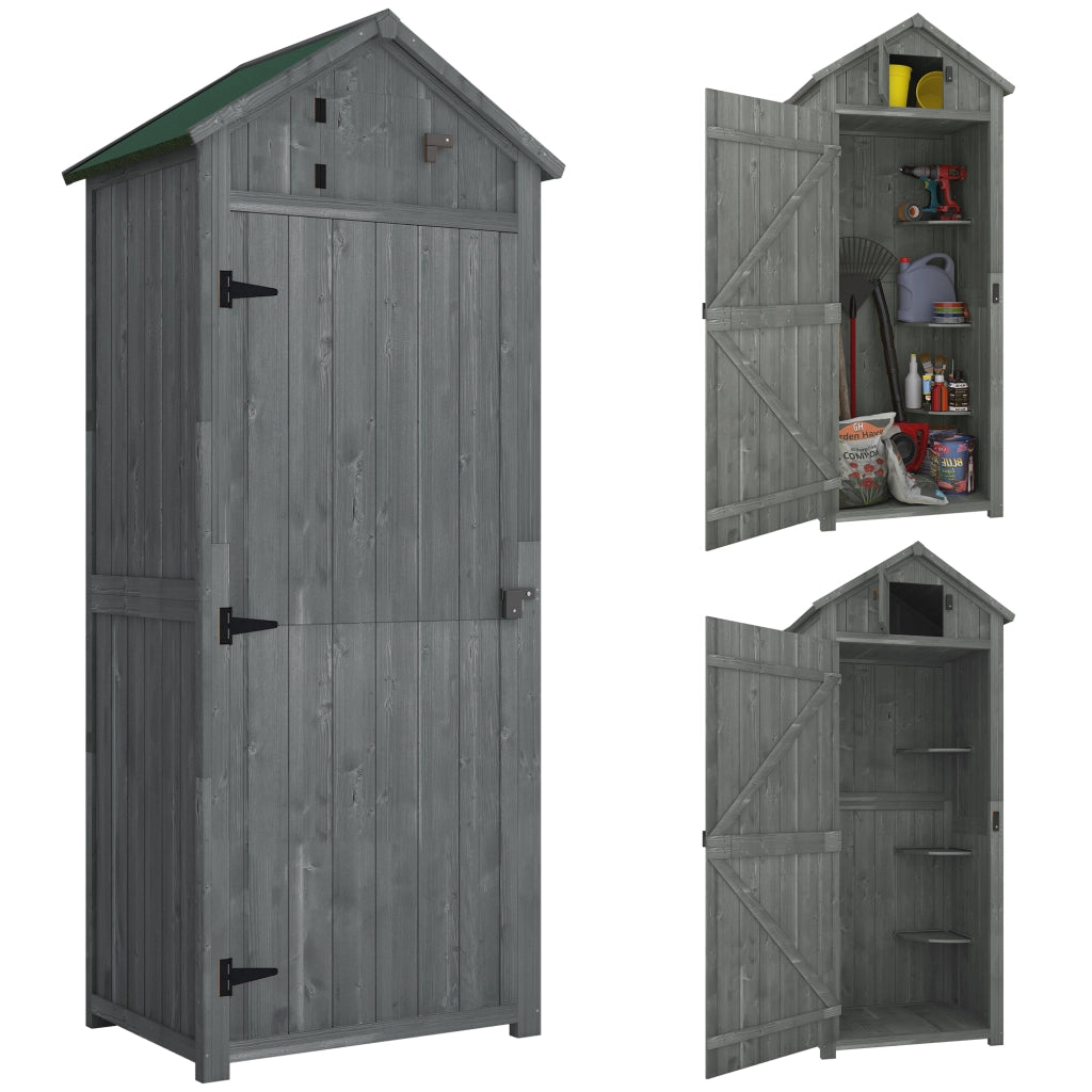 Armadietto da giardino in legno ¨C Xylo ¨C 77x54x179cm grigio verde resistente alle intemperie