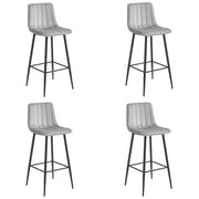 Sgabello da bar VALORA POZZA - Velluto grigio argento con gambe nere x 4