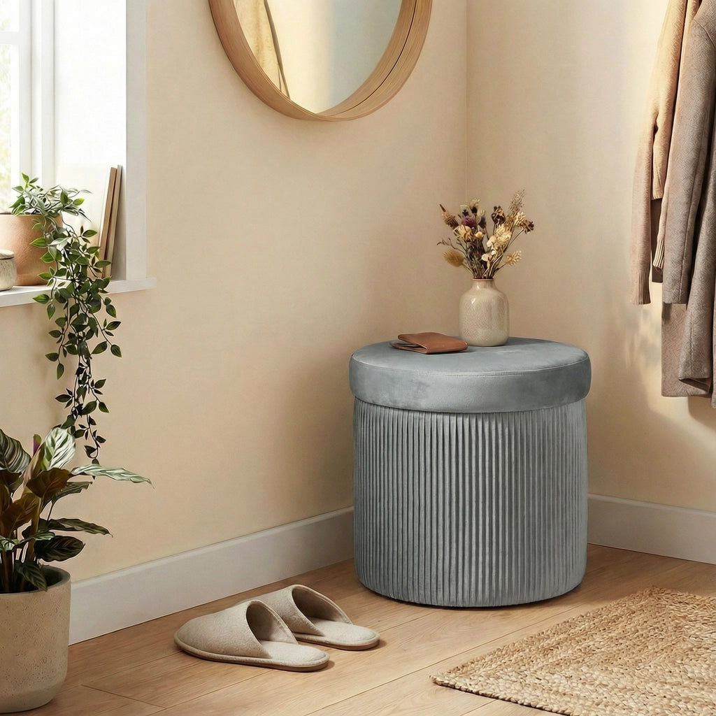 Pouf con cassetti ¨C Minimal ¨C Grigio scuro 38x38x38 cm
