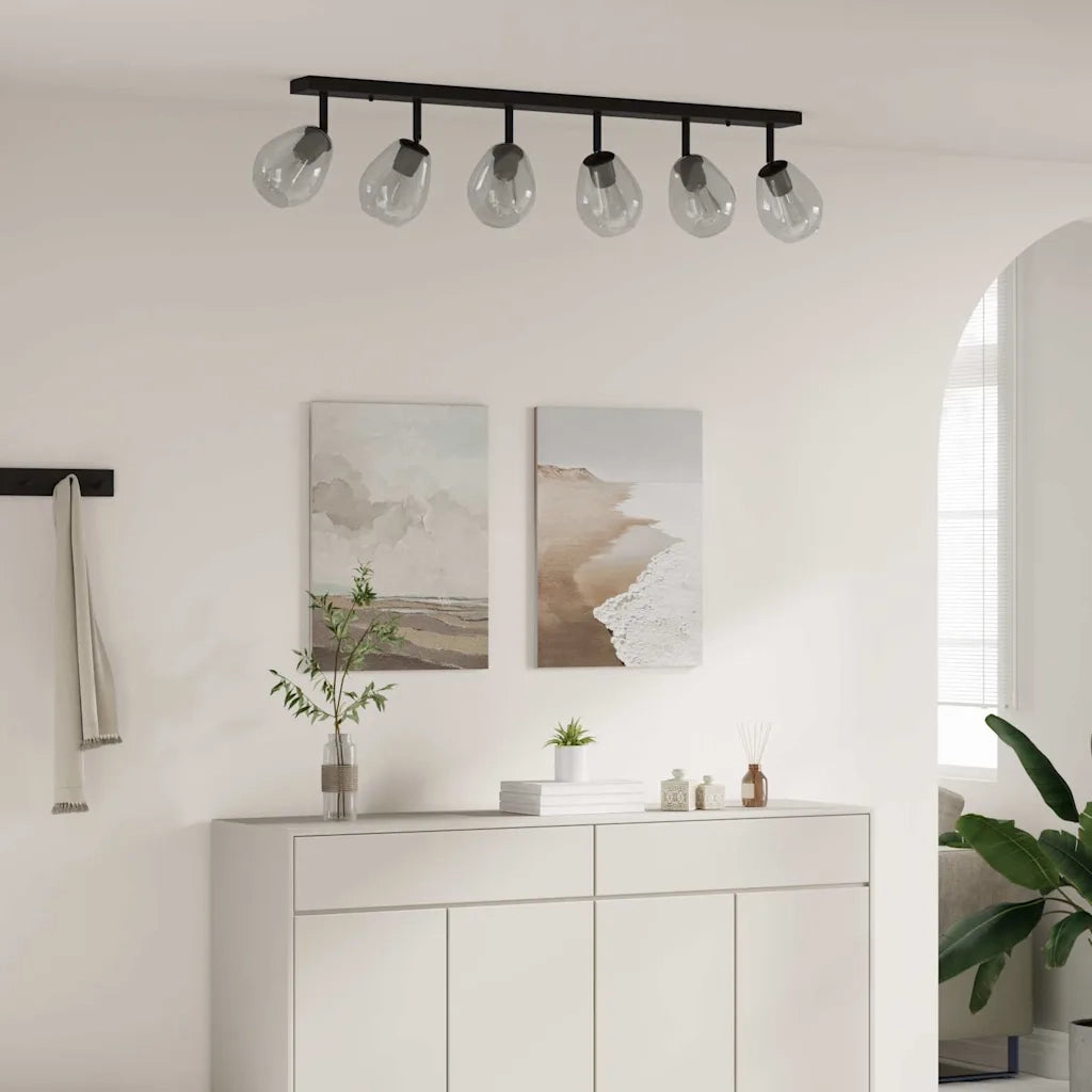 Faretto da soffitto Nero 110,5 x 13 x 26 cm Vetro e Metallo CFW2811999