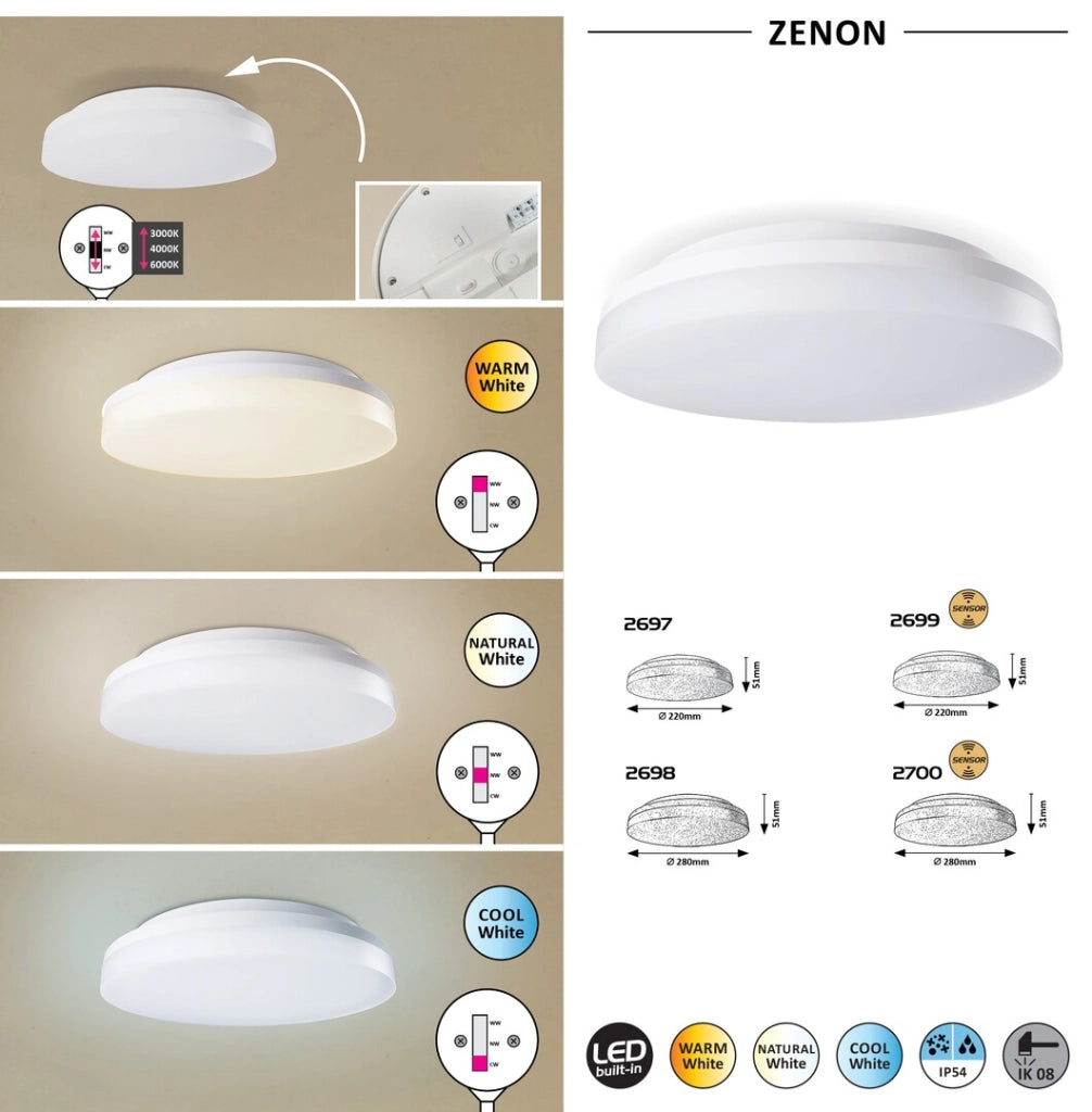 Plafoniera esterna LED Rabalux Zenon bianca 18W IP54