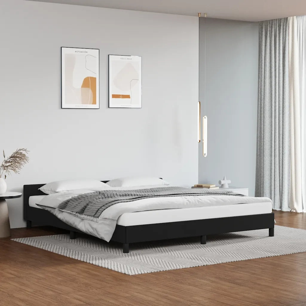 Letto matrimoniale | Letto per adulti | Giroletto con Testiera senza Materasso Nero 180x200 cm