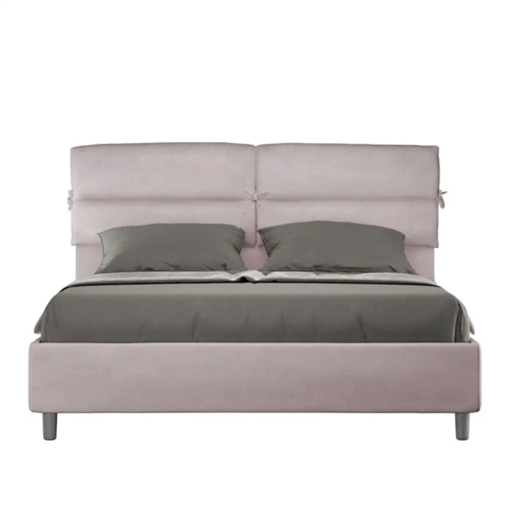 Letto matrimoniale con rete imbottito 160x190 microfibra glicine Nandy