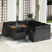 Set Divano da Giardino con archiviazione 9 pcs Nero Poly Rattan 3358305