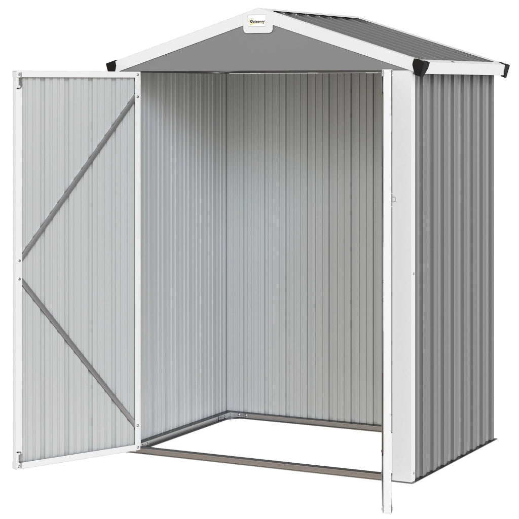 Casetta da Giardino ¨C Minimal ¨C Grigio Argento Acciaio 133x87x178 cm