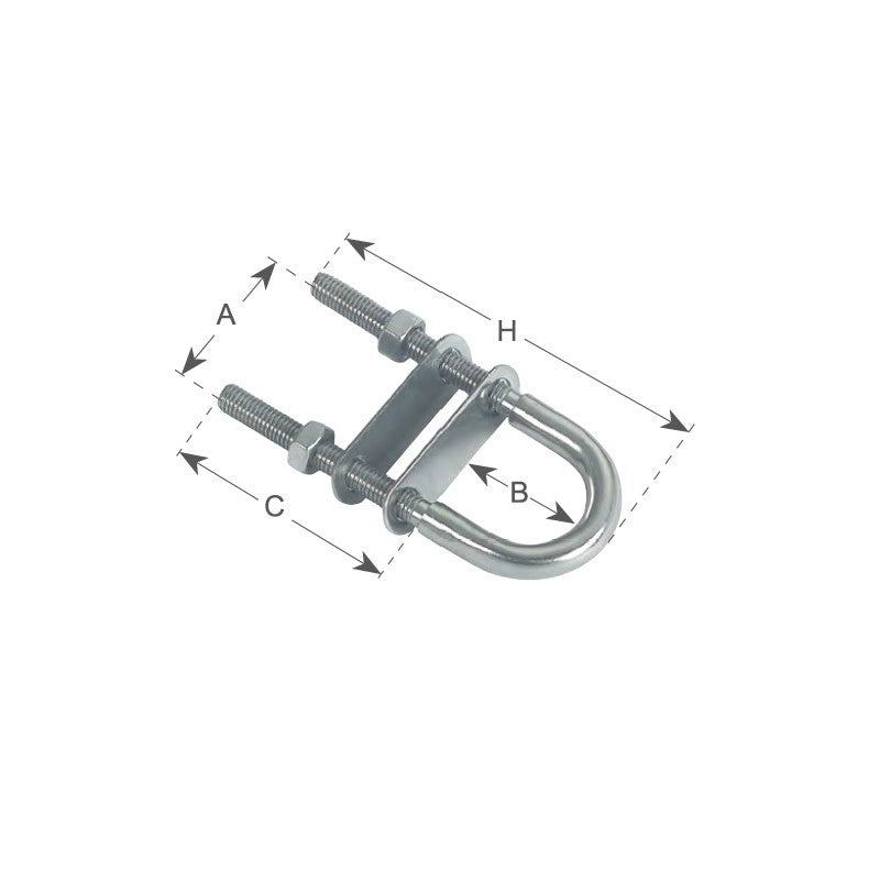 CAVALLOTTO INOX 316 Ø MM.5 U BOLTS AISI 316 M12 H 150MM.