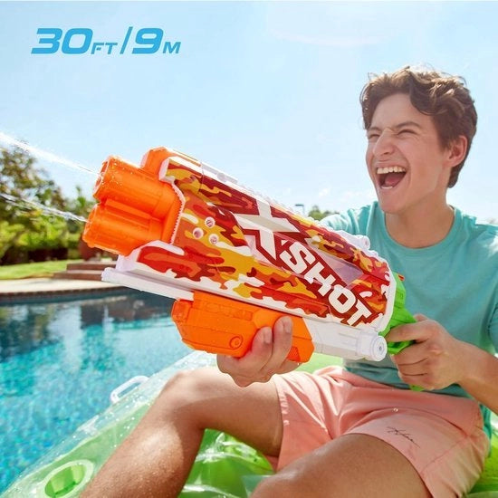 Waterpistola X-Shot con lancio rapido e doppia attivazione - giocattolo potente per bambini - portata di 9 metri - 800 ml - facile da riempire