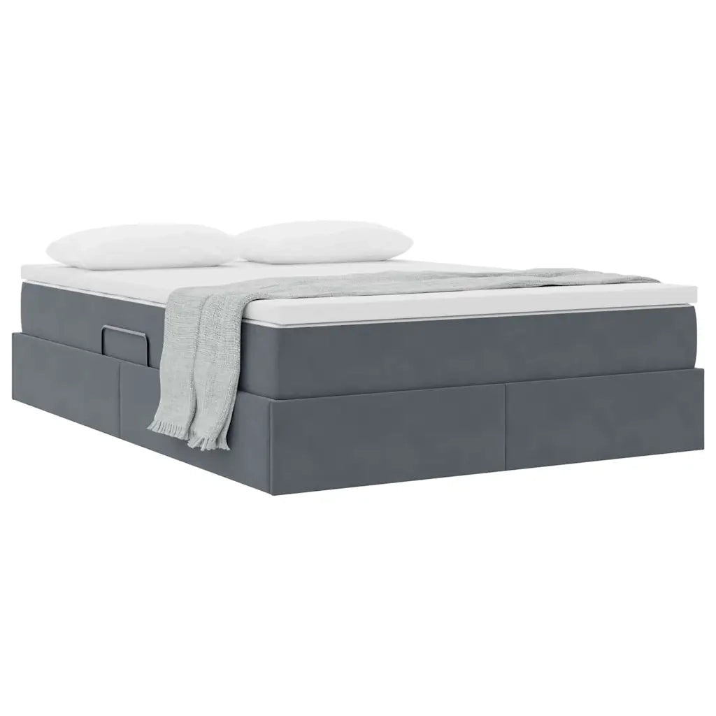 Letto con contenitore e materasso Grigio scuro 140 x 190 cm