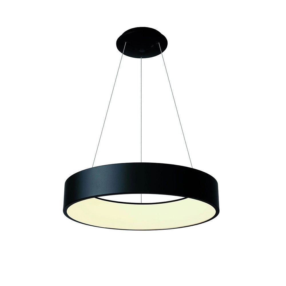 Trade Shop - Lampada Led 30 W Cct Pendente Cerchio Lampadario Moderno Luce Diffusa 230v 40 Cm - Nero
