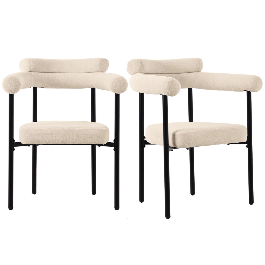 sedie da pranzo, sedie da pranzo moderne e semplici realizzate in tessuto scamosciato color crema, comode sedute ad anello, adatte a sale da pranzo, s