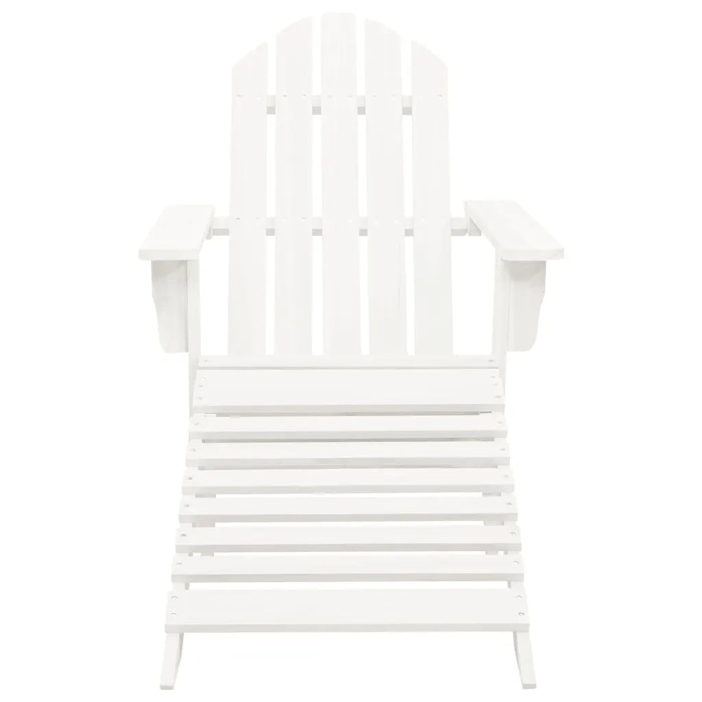 Sedia da Giardino con Poggiagambe in Legno Bianco 40859