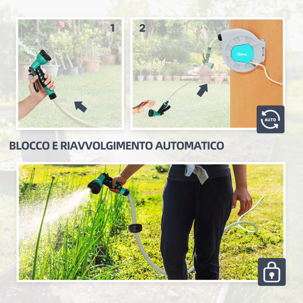 Avvolgitubo Automatico a Parete e Portatile ¨C Minimal ¨C Grigio 25+2 m