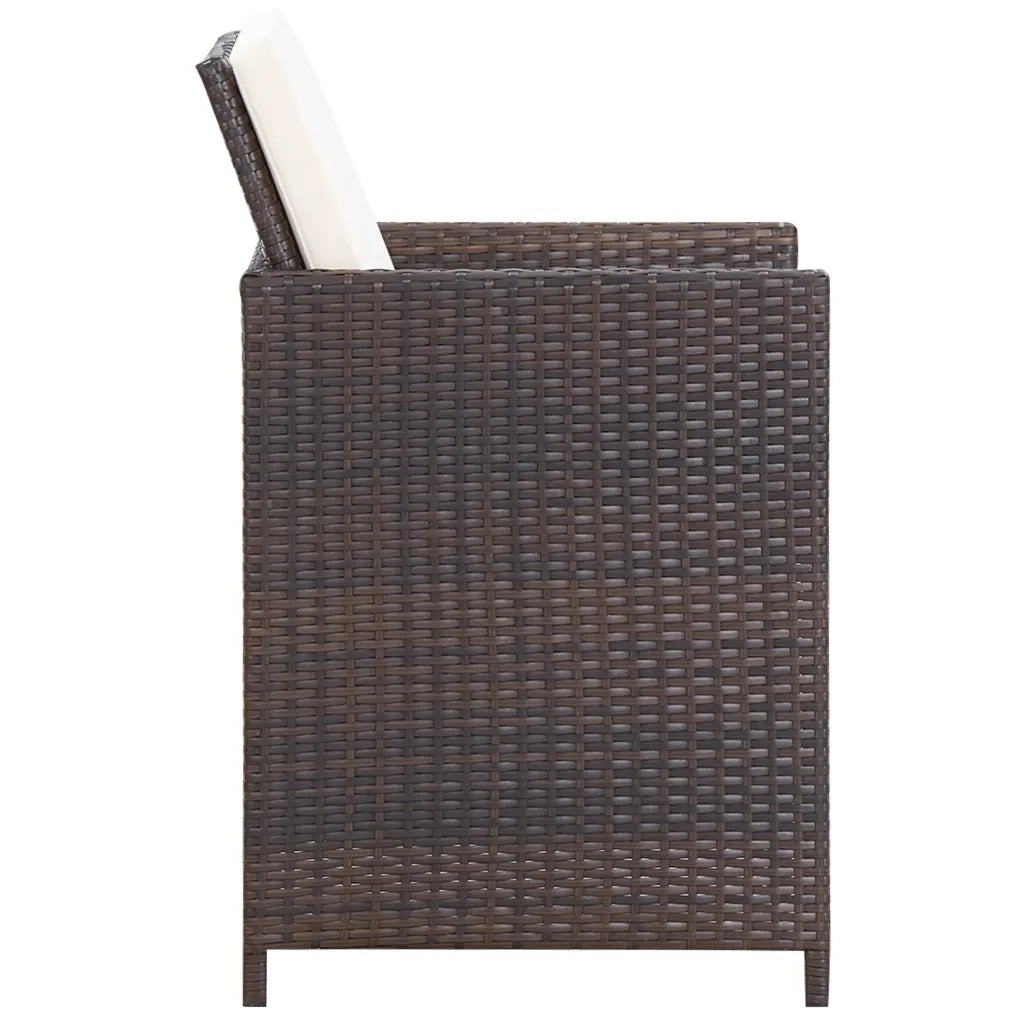 Set da Pranzo da Giardino 11 pz con Cuscini Polyrattan Marrone 42527