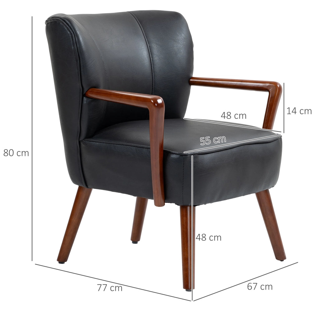 Poltrona ¨C Zephmum ¨C Pelle, Legno, 67x77x80 cm, Nero