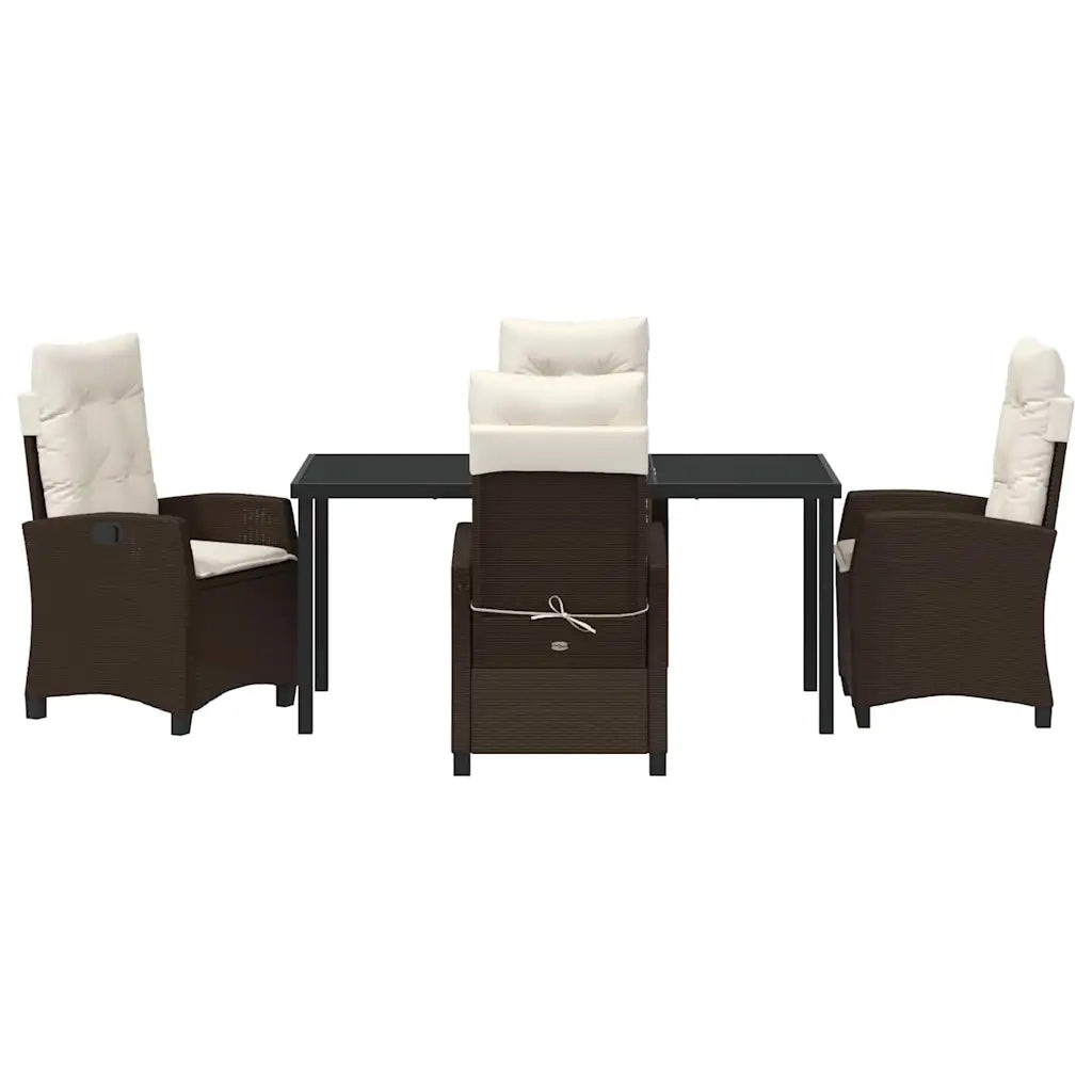 Set da Pranzo per Giardino con cuscino 5 pcs Marrone polyrattan