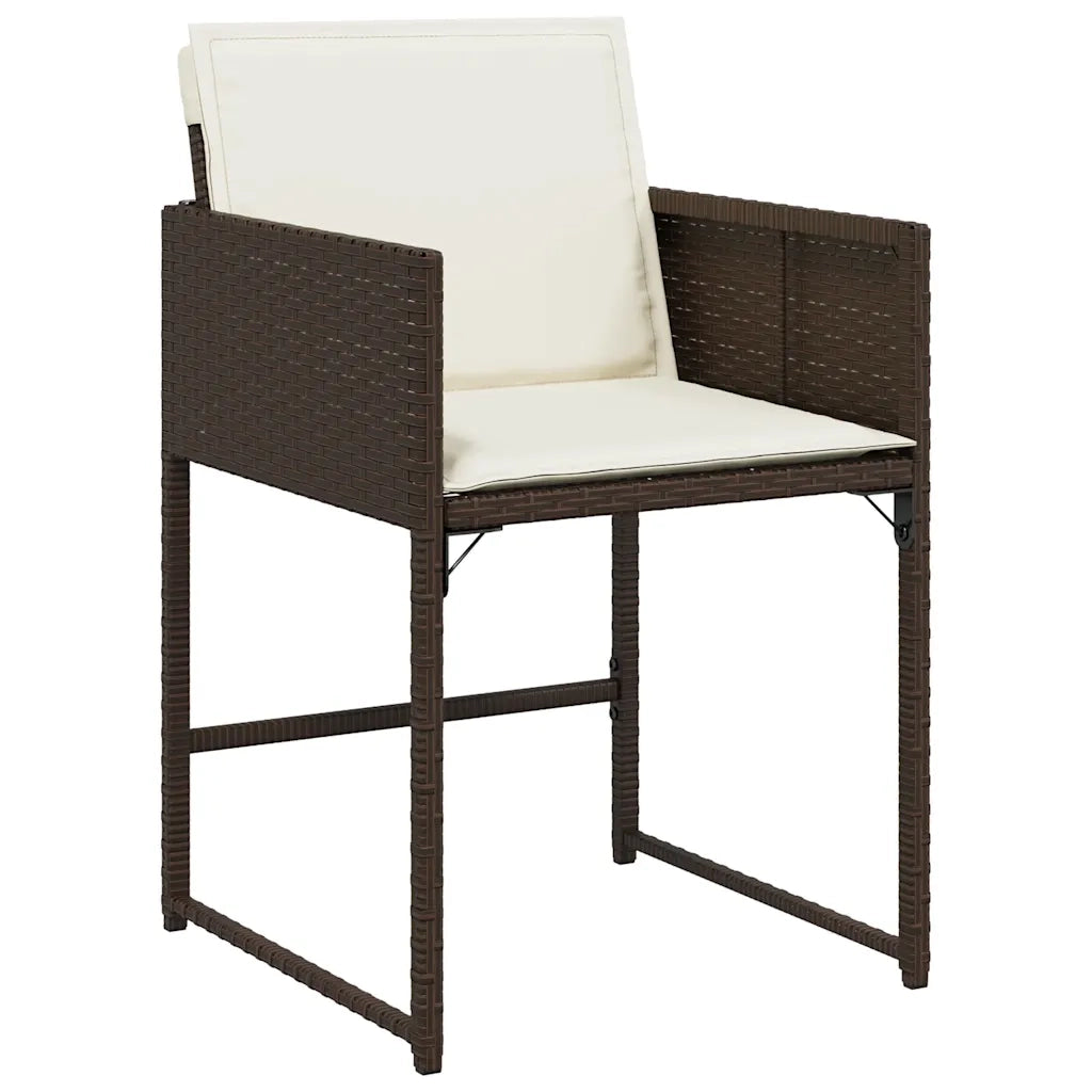 Set da Pranzo da Giardino 9pz con Cuscini Marrone in Polyrattan