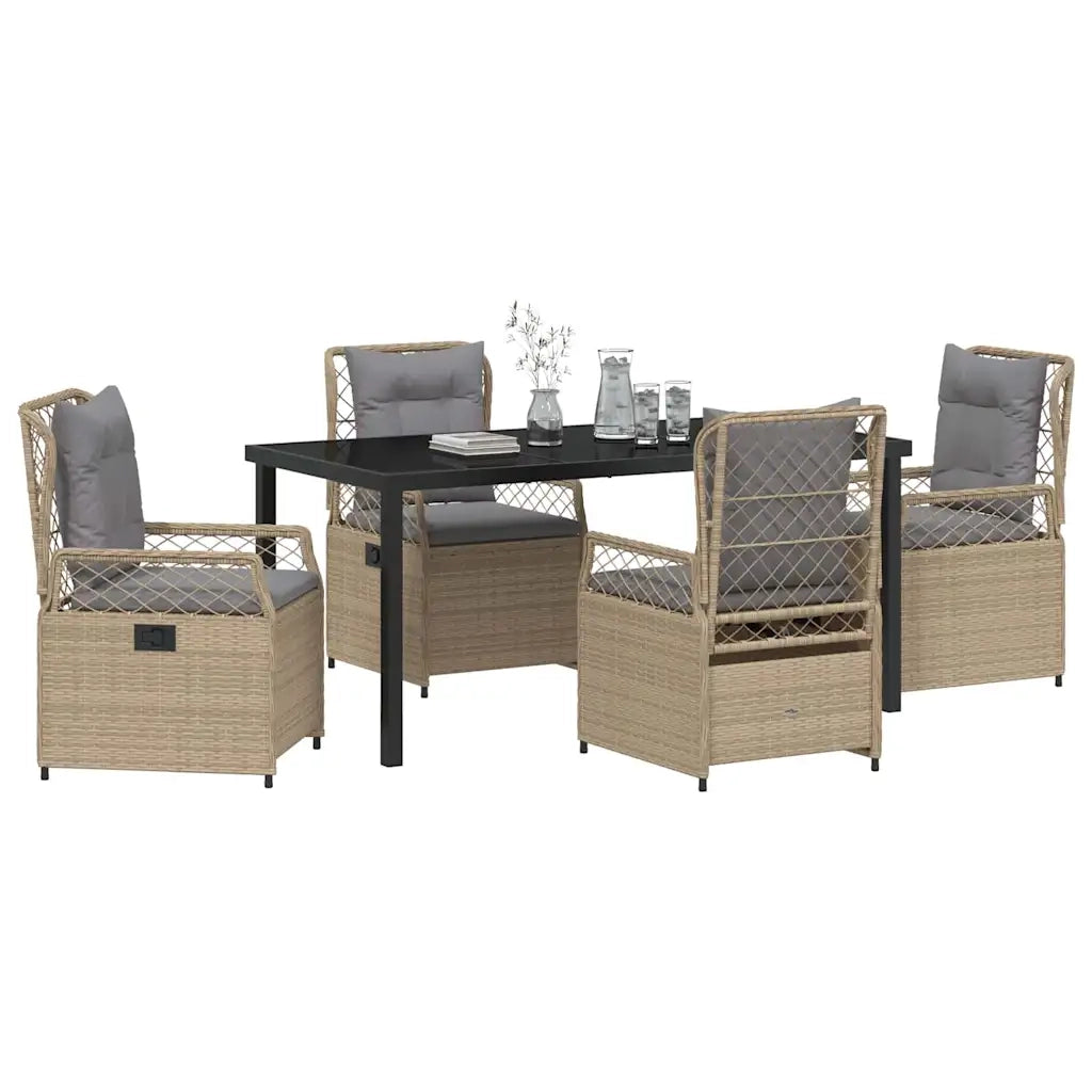 Set da Pranzo per Giardino 5 pcs Beige e Grigio Chiaro