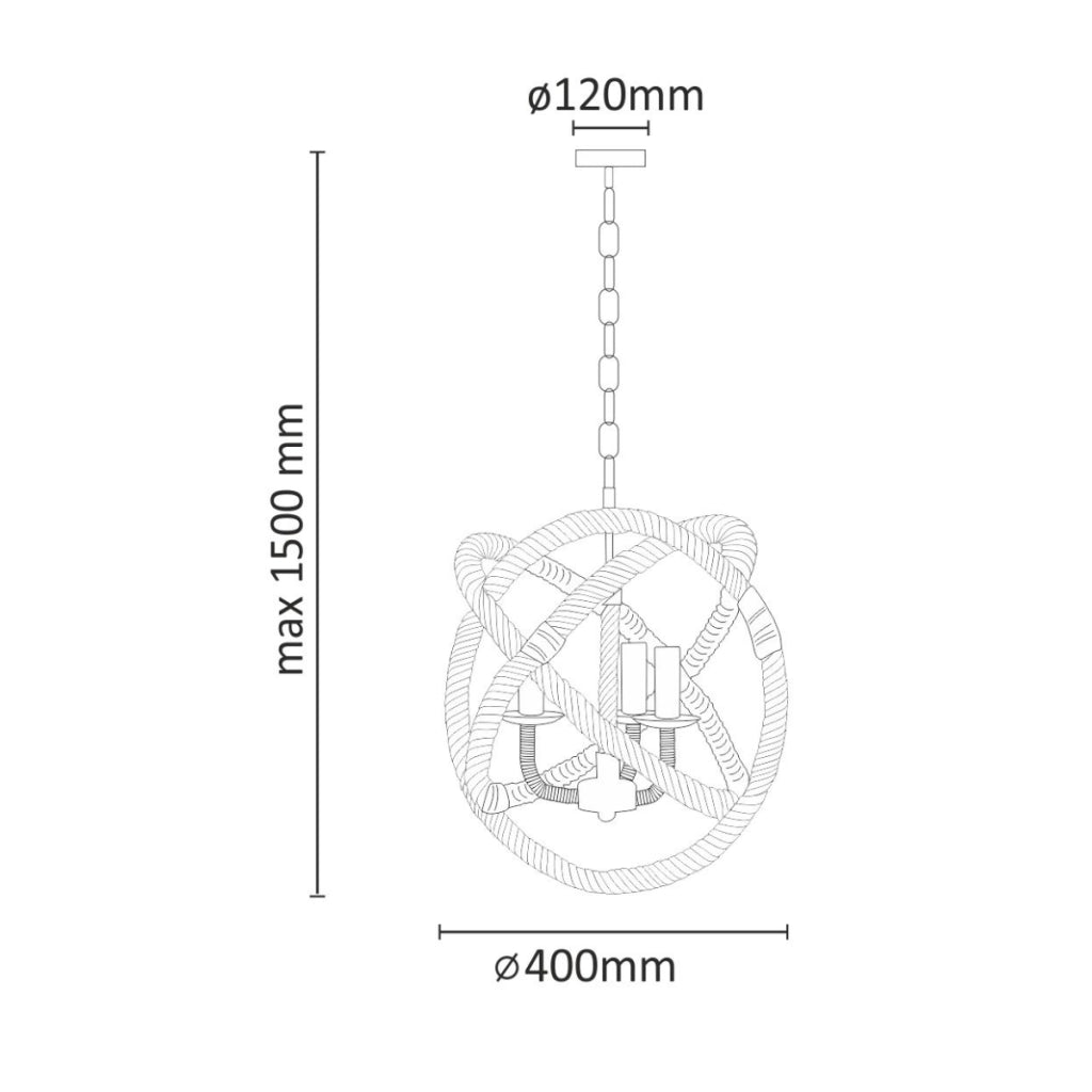 Lampada a sospensione Polux Rope 3xE14 corda Ø40cm