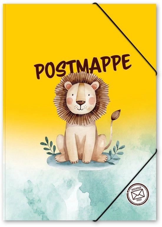 Mappa elastica con disegno DIN A4 con chiusura elastica - mappalibretto con leone