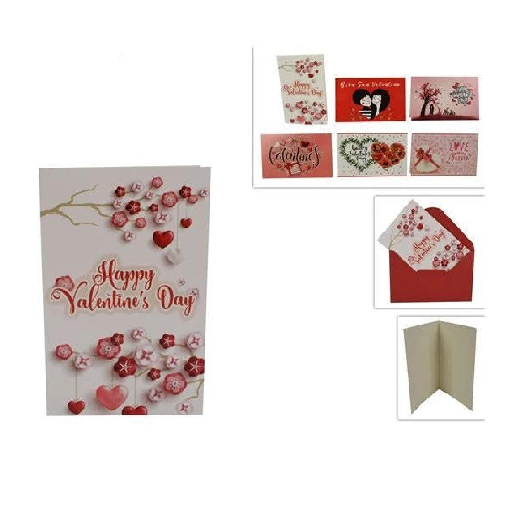 Trade Shop - Set 3 Biglietti Auguri San Valentino Bigliettino 13.5x8.5cm 6 Fantasie Assortite -