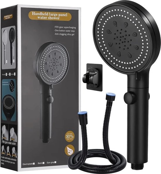 Douchekop idroregolatore - Efficace, soffocante - 1 pezzo - Nero - Plastica