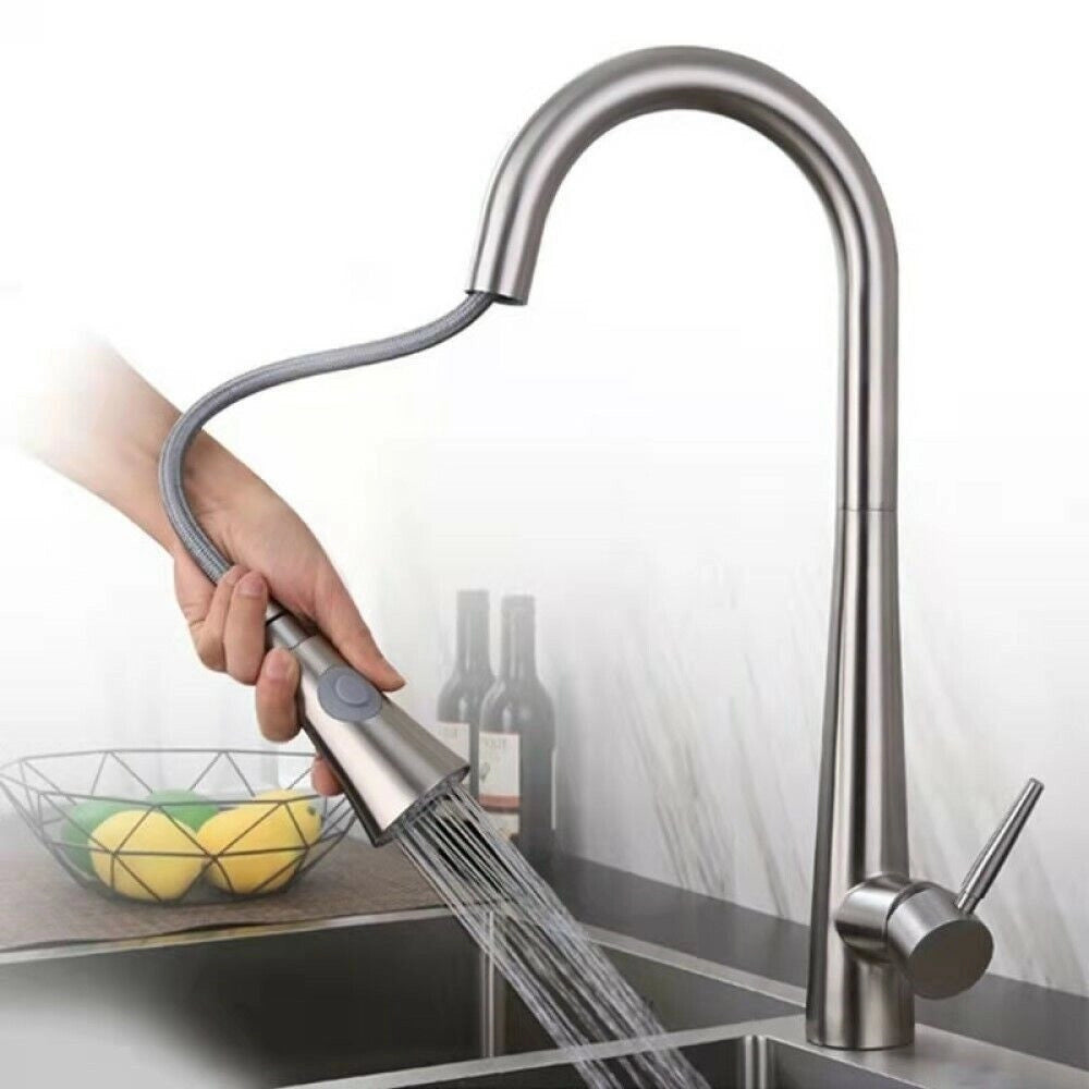 Trade Shop - Miscelatore Rubinetto Monocomando Lavello Cucina Con Doccetta A Canna Alta 52692 -