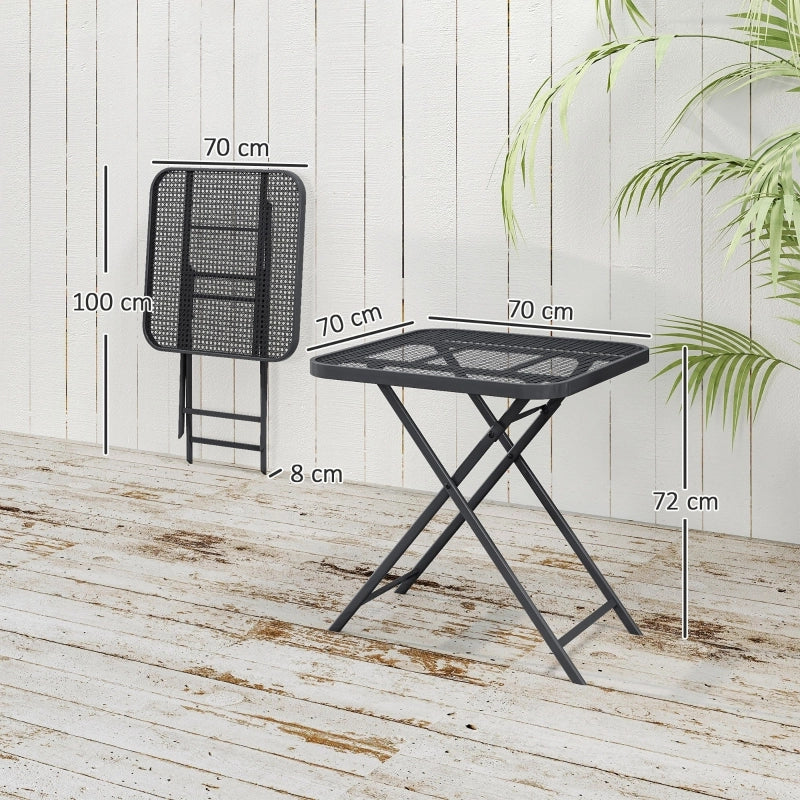 Tavolo da giardino pieghevole 70 x 70 cm; tavolo da balcone impermeabile in acciaio con design ritagliabile; tavolo da pranzo all'aperto; tavolino laterale quadrato; tavolo da patio per terrazza giardino balcone nero