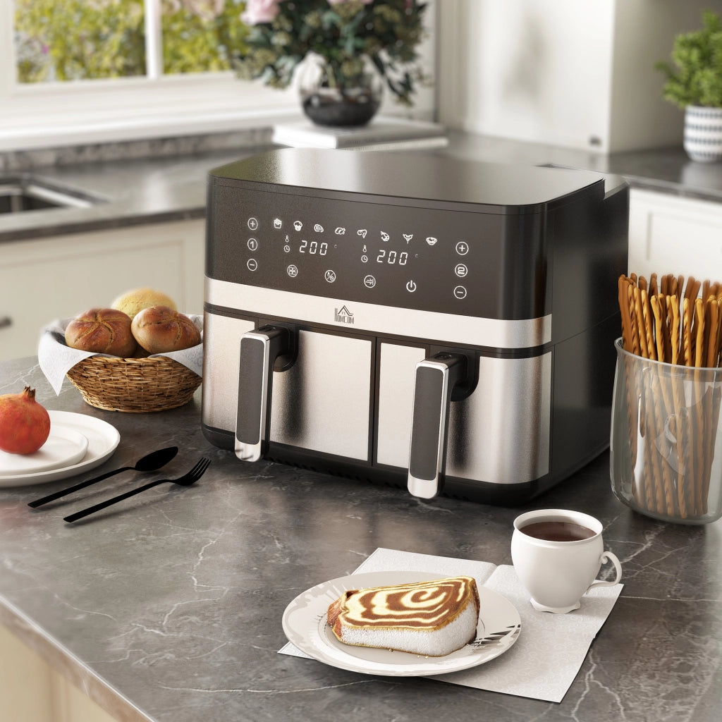 Friggitrice ad aria 2700W ¨C Xylo ¨C 8 programmi, 41,8x39,2x31,1 cm, nero e argento