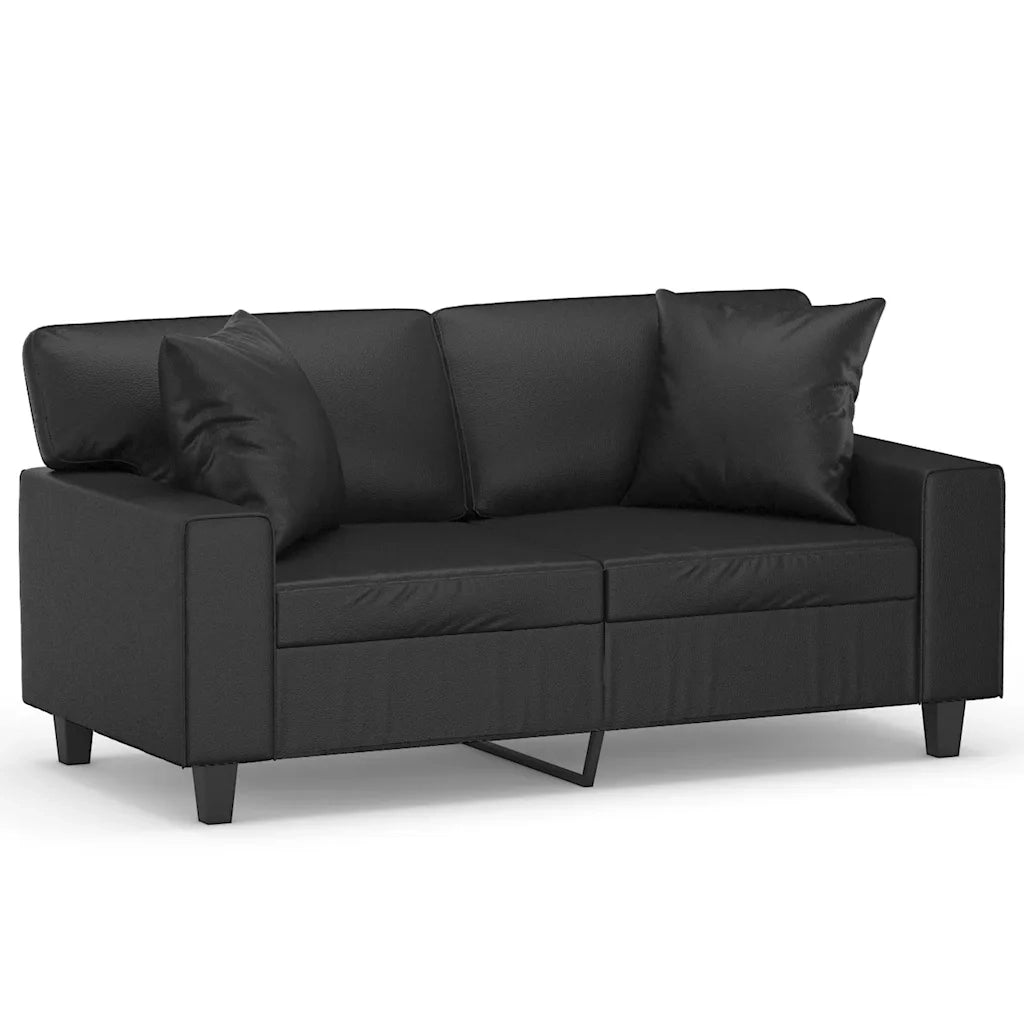 Divano a 2 Posti con Cuscini-Sofa 2 Posti con Cuscini Nero 120 cm in Similpelle 312804
