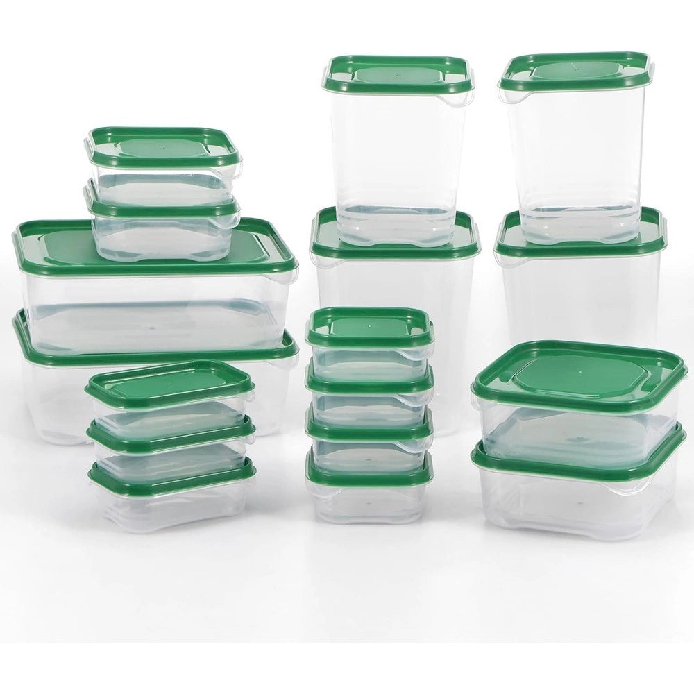 Trade Shop - Set 17pz Contenitori Per Alimenti Con Coperchio Impilabili Trasparenti Microonde -