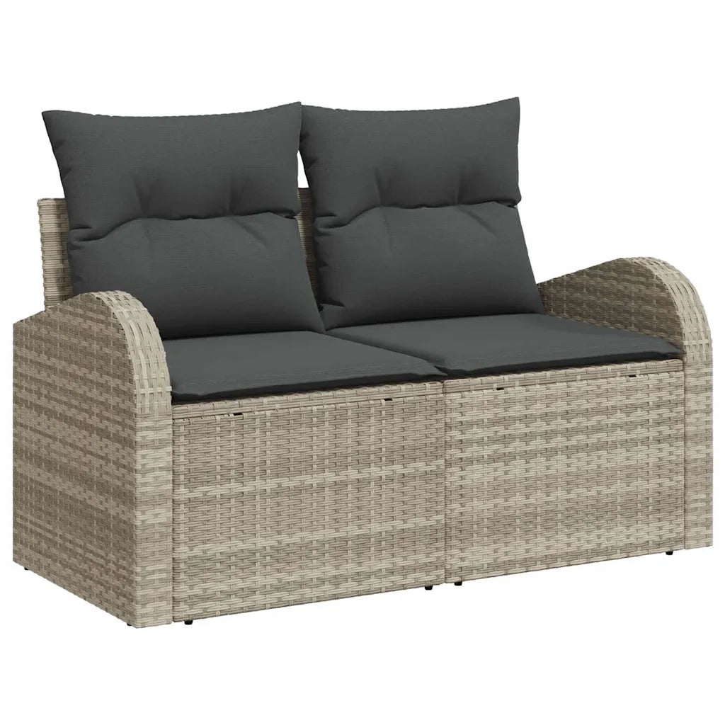 Set Divano da Giardino 10 pcs Grigio chiaro Poly Rattan 3357445