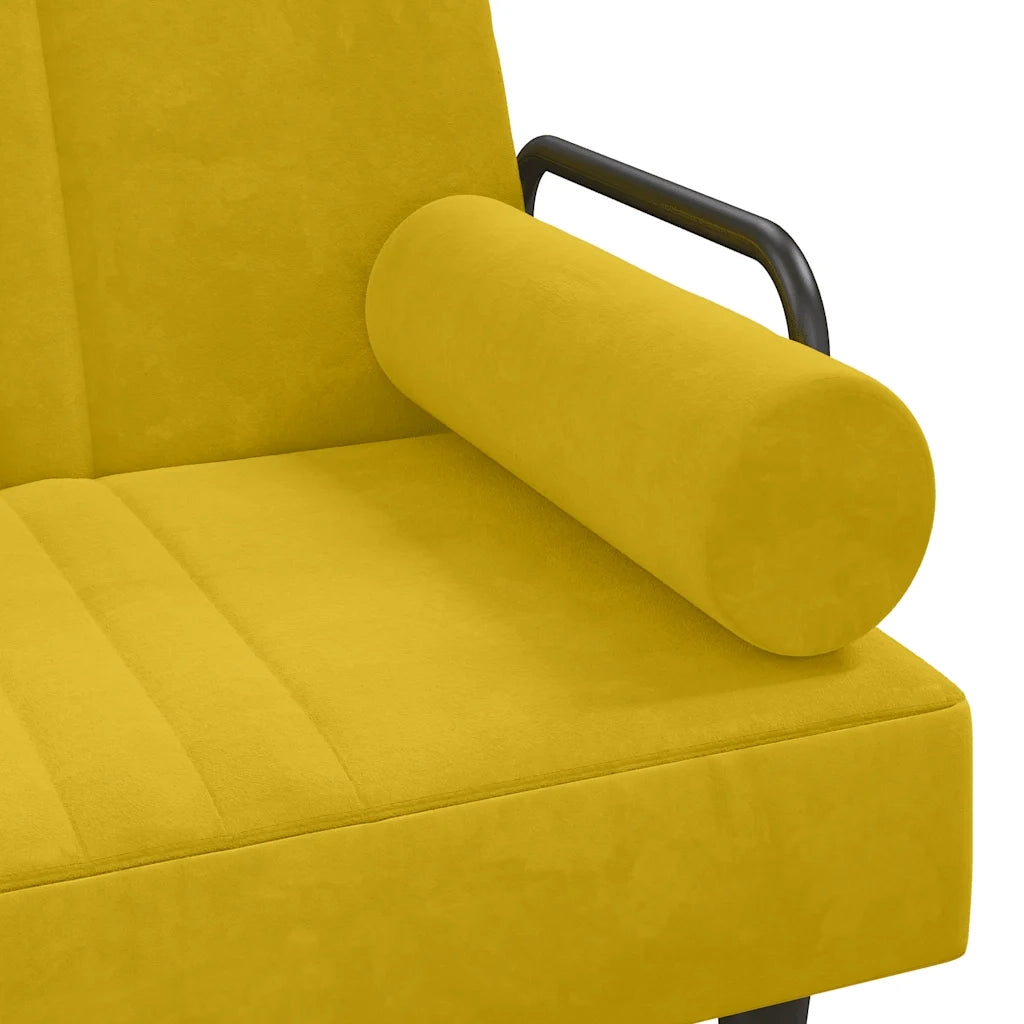 Divano Letto con Braccioli Giallo in Velluto 351899