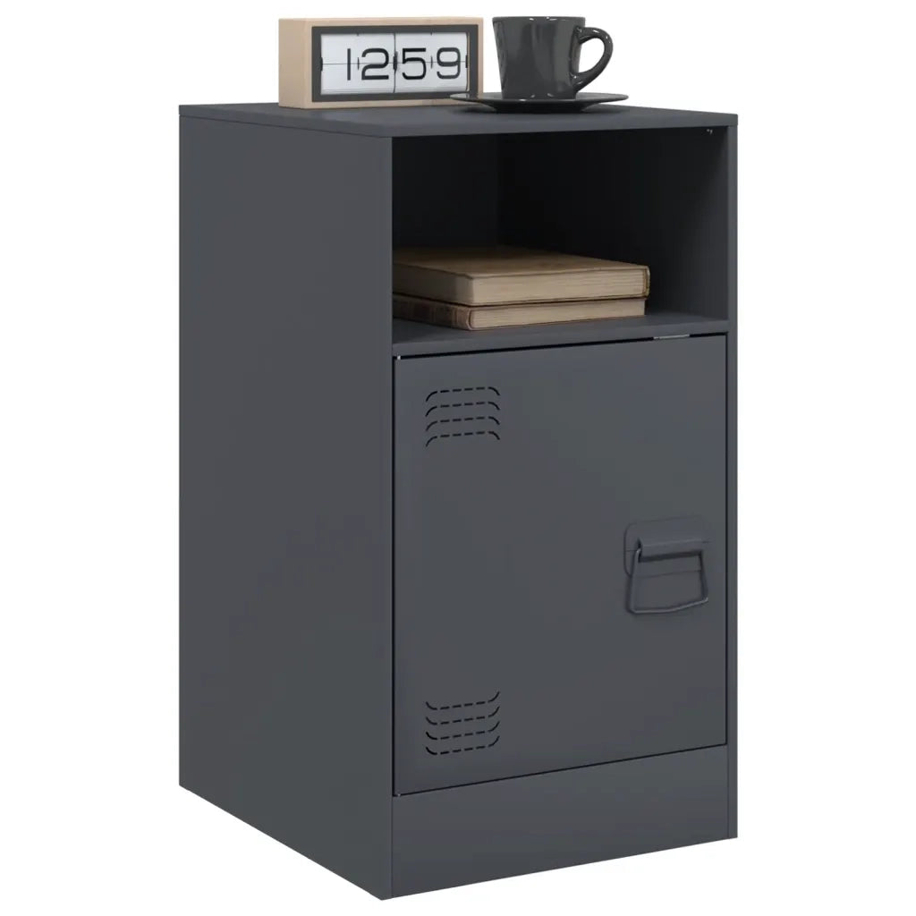 Comodino | Armadio da Notte | Mobiletto da notte Antracite 34,5x39x62 cm in Acciaio