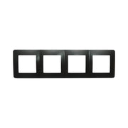 Cornice quadrupla nera in PC per presa e interruttore 300x83 mm