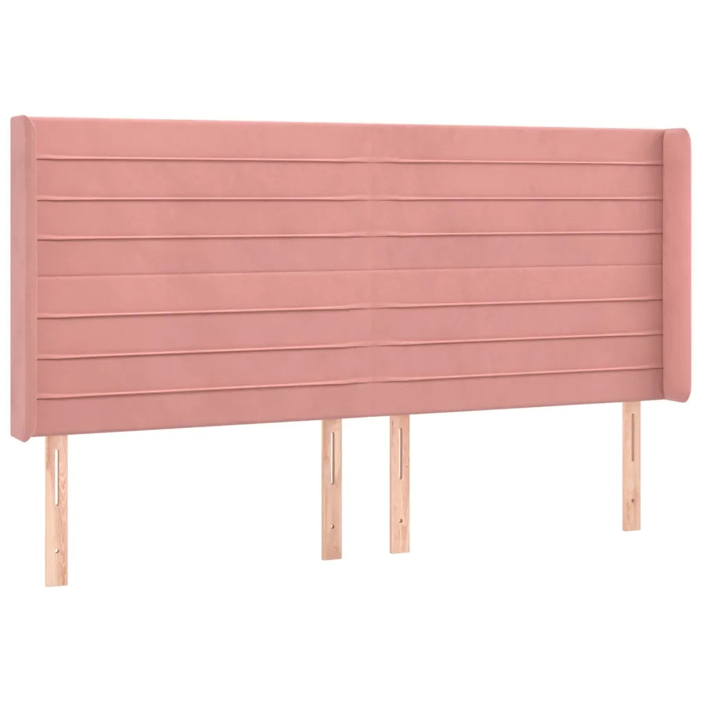 Testiera ad Orecchio-Testata con Orecchie Rosa 203x16x118/128 cm in Velluto 753366