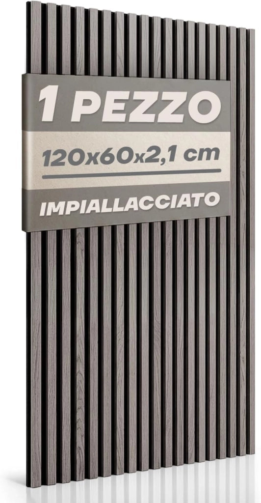 RMF PRO Pannello Decorativo da Parete in Legno Naturale 120x60 cm Rovere Grigio – 1 PZ, Pannello Fonoassorbente per Interni, Rivestimento Pareti Effetto Legno, Moderno, Facile da Tagliare e Installare