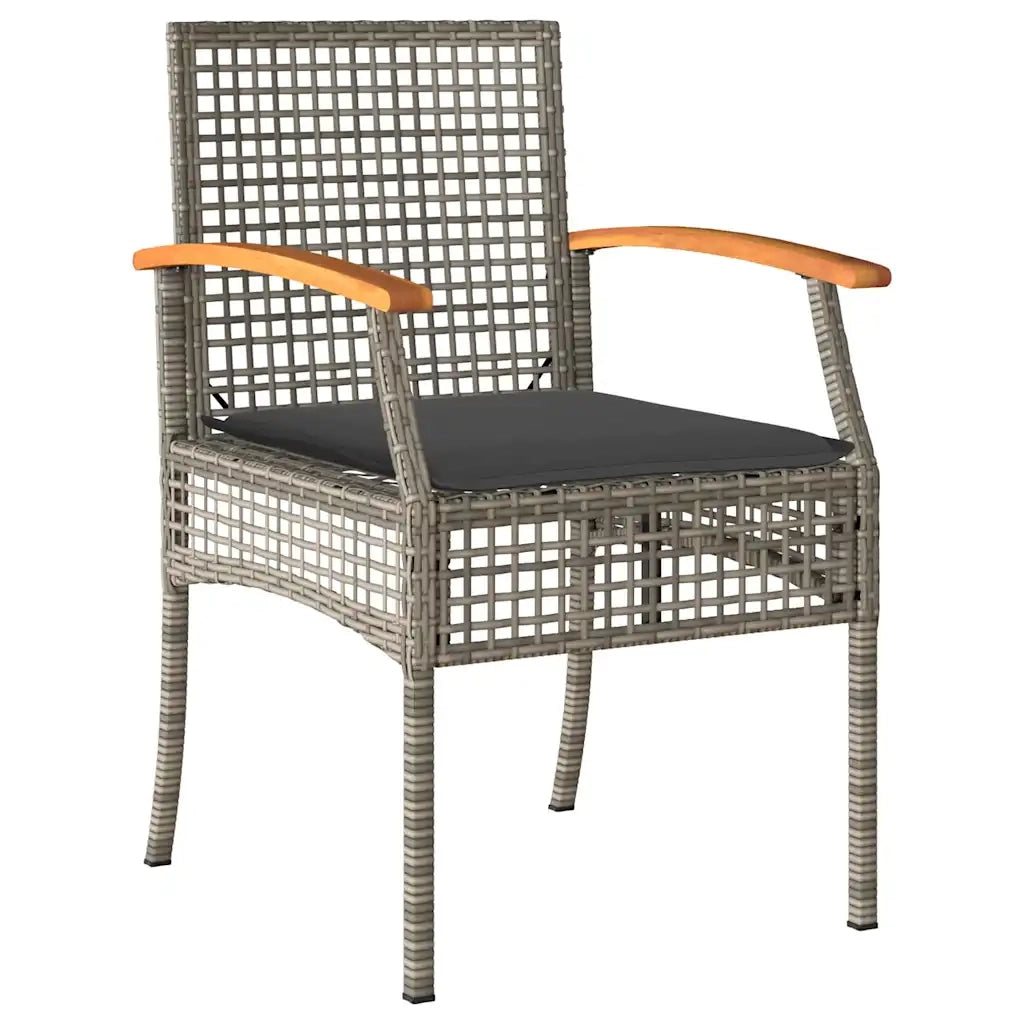Set da Pranzo per Giardino 3 pcs Grigio polyrattan