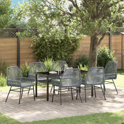 Set da Pranzo per Giardino con cuscino 7 pcs Grigio polyrattan