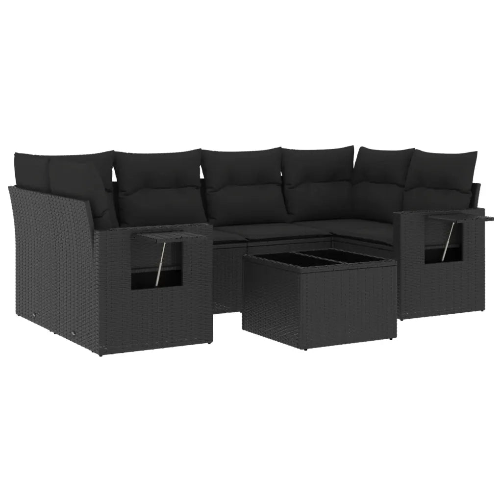 Set Divani da Giardino con Cuscini 7pz Nero Polyrattan 3252252
