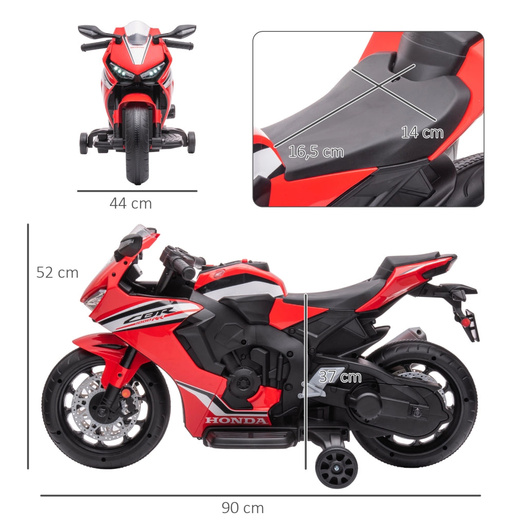 Moto Elettrica Bambini Honda 3-5 Anni ¨C Xylo ¨C Rosso con Fari Clacson Musica Ruote 90x44x52cm