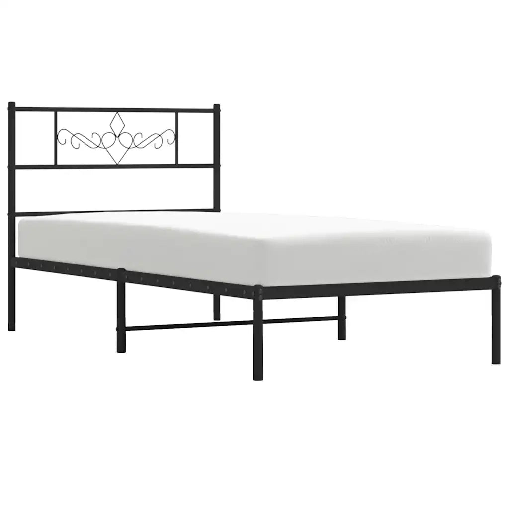 Giroletto con Testiera Metallo Nero 100x200 cm 355262