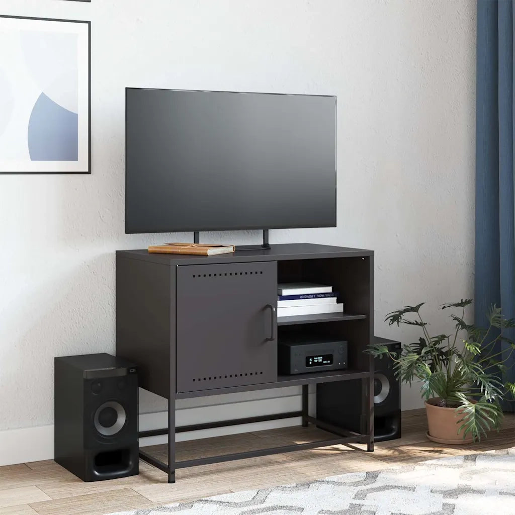 Mobile TV Nero 68x39x60,5 cm in Acciaio 846518